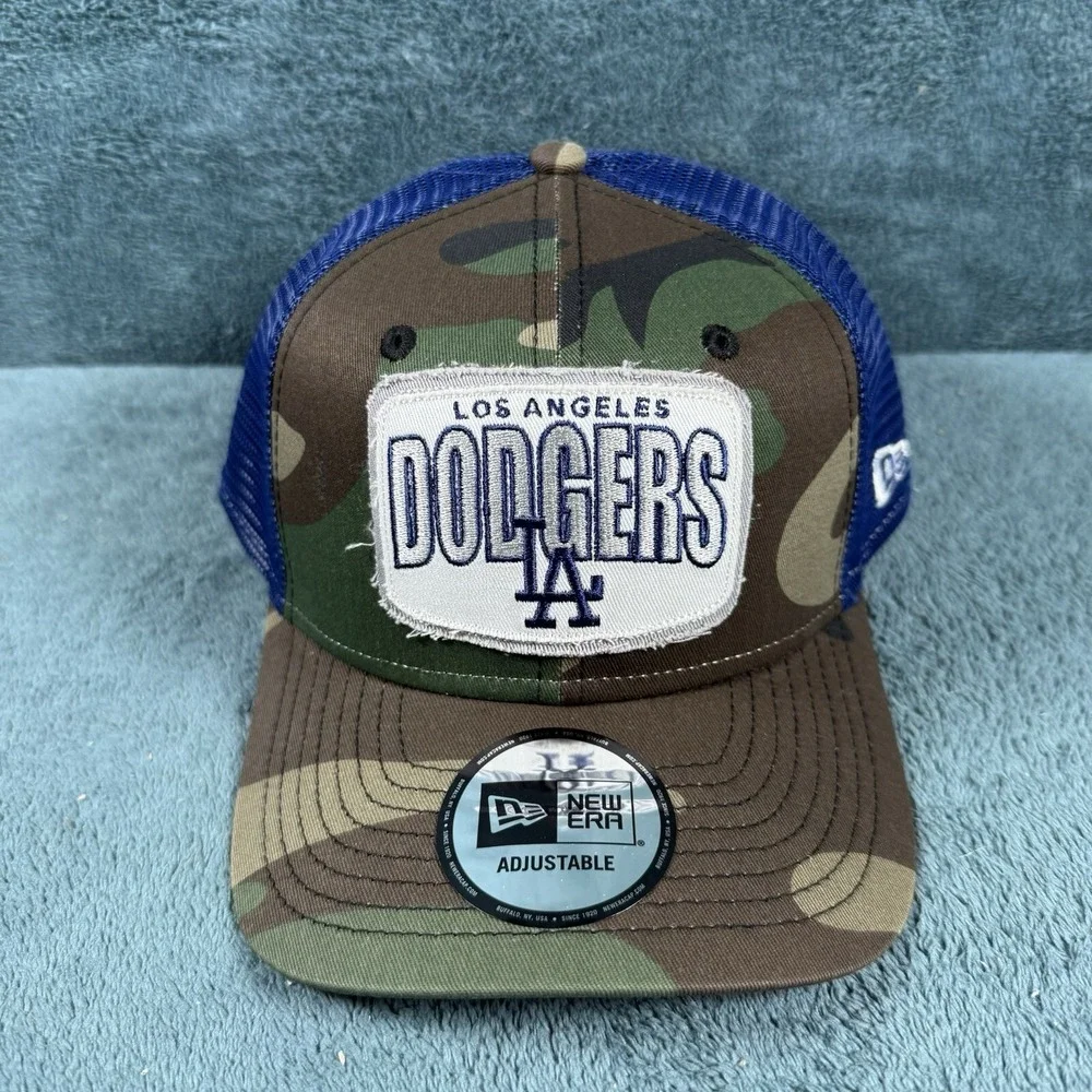 New Era Los Angeles Dodgers Blue Camo Patch Trucker Hat Adjustable One‎ Size New